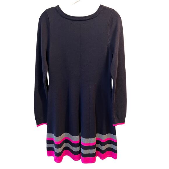 Jessica Howard Sweater Dress, Navy with Gray Pink stripes, M - Picture 6 of 12
